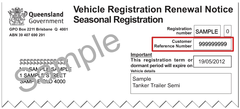 Where To Find Your Customer Reference Number Transport And Motoring 